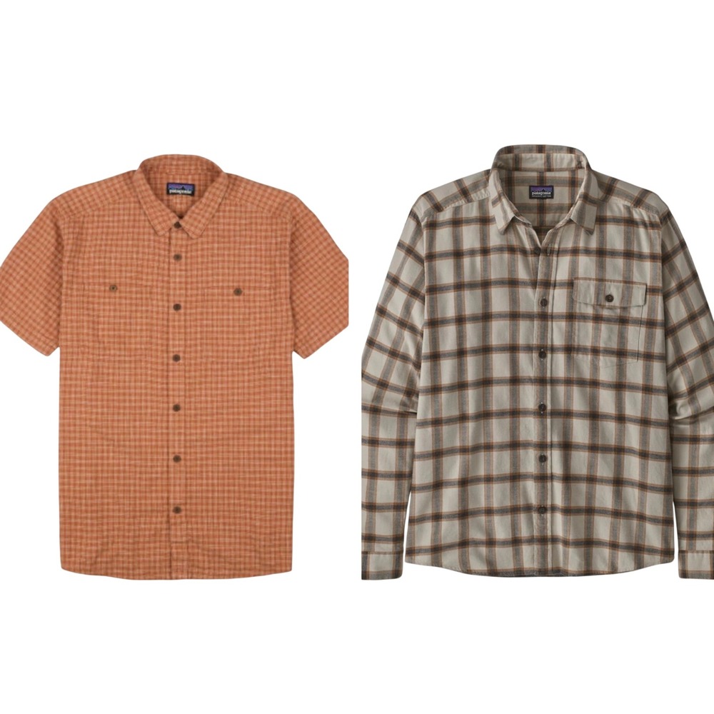 Lot of 2 Patagonia Shirts Lightweight Fjord Flannel Back Strep Hemp Cotton Small